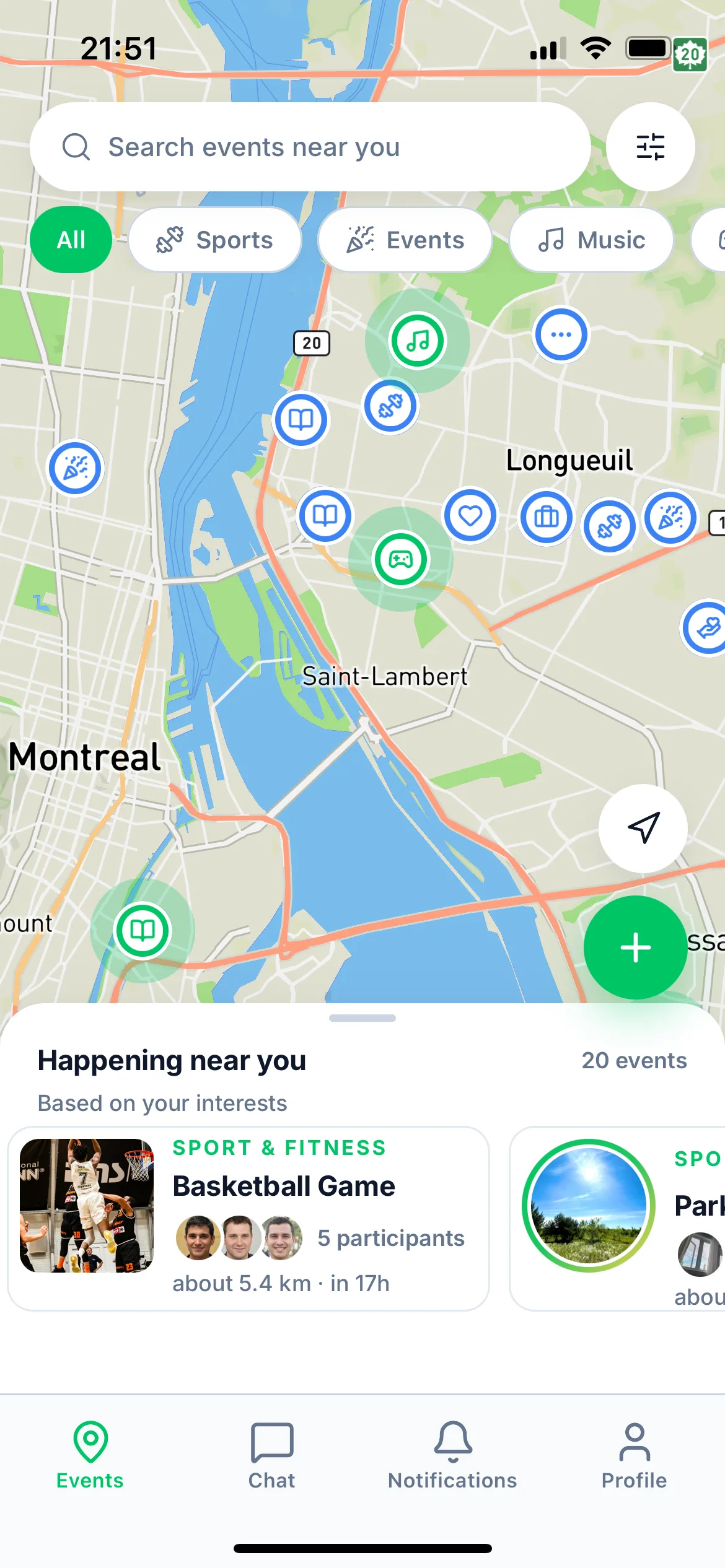 Carte des événements près de chez vous dans JoinSpot